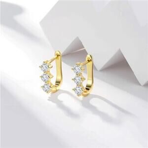 14K Gold Plated Cubic Zirconia Hoop Earrings for Women